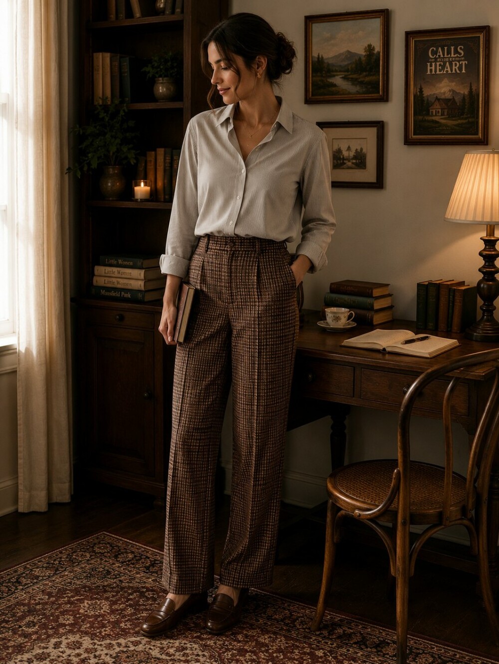 Vintage Brown Checkered Pants Sz 10 Petite